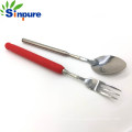 Camping Tableware Retractable Spoon Fork Convenient to Carry Aluminum Telescopic